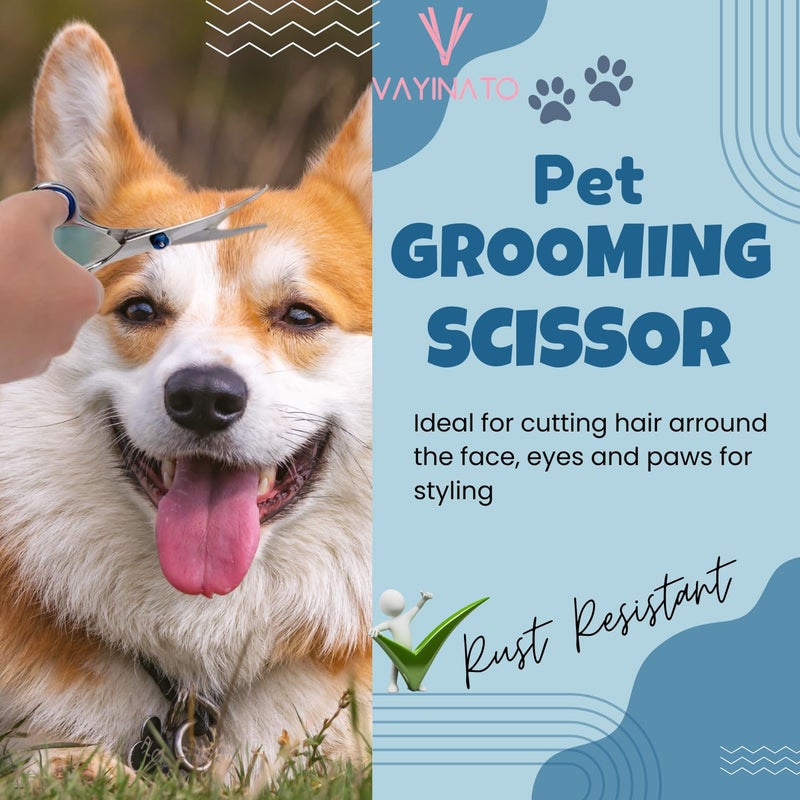 VAYINATO® Stainless Steel Pet Grooming Straight Scissor-Adjustable Screw, Professional Pet Trimming Scissors Sharp Blades Cutting For Dogs And Cats Shears By Petzlifeworld - Image 5