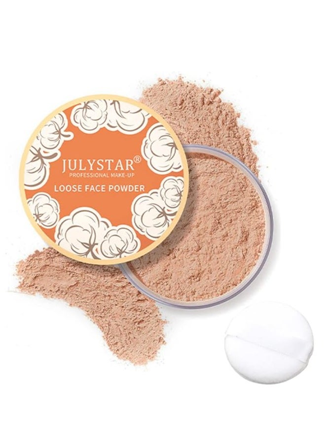 Julystar Loose Face Powder, Oil Control Face Pressed Powder,Loose Baking Face Setting Powder Makeup, Natural Matte Smooth Setting Powder Long-lasting Waterproof,8g (03# Dark Skin Tone)  - Image 1