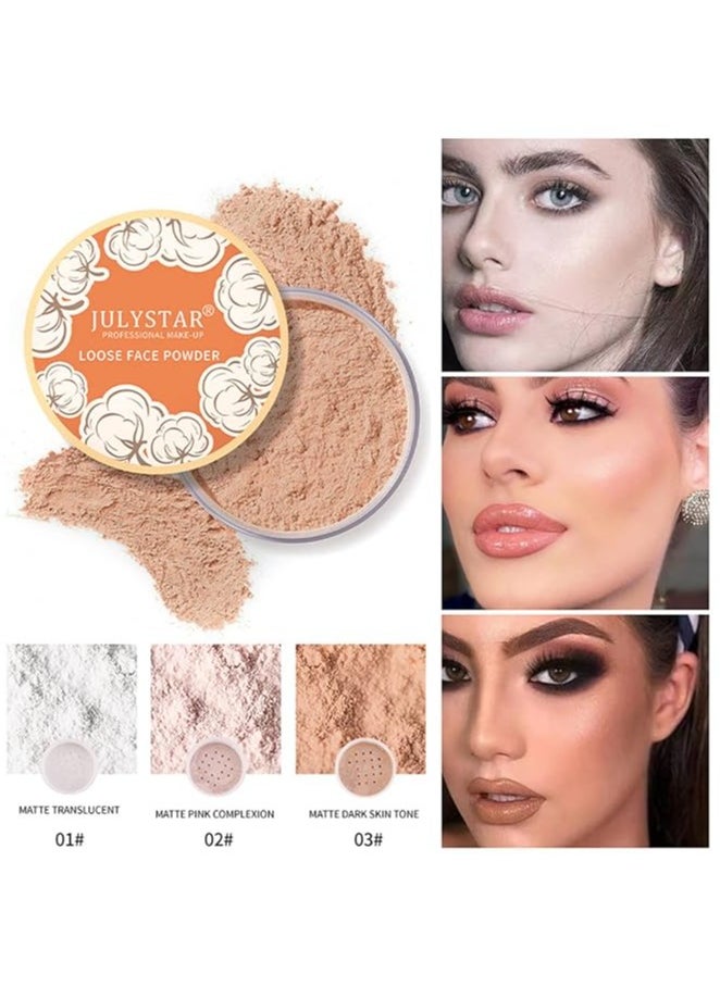 Julystar Loose Face Powder, Oil Control Face Pressed Powder,Loose Baking Face Setting Powder Makeup, Natural Matte Smooth Setting Powder Long-lasting Waterproof,8g (03# Dark Skin Tone)  - Image 3