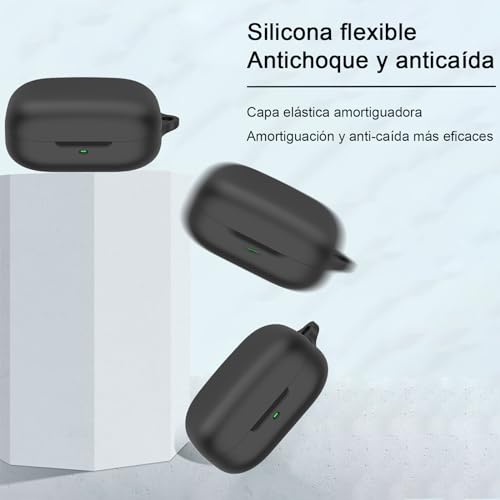 USTIYA Case for Motorola Moto Buds/Buds+ Wireless Headphones Protection Cover Full-Body Soft Silicone with Keychain Headphone Accessories Funda Carcasa (Black) - Image 3