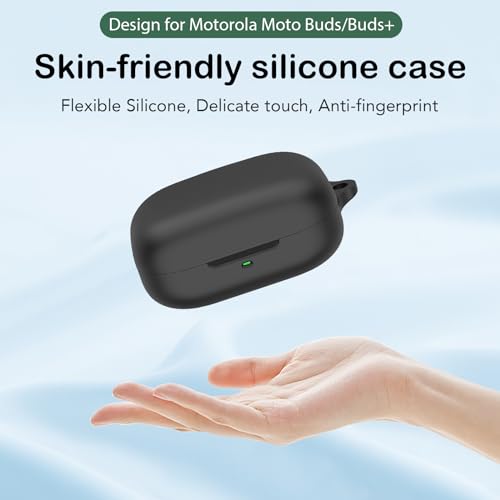 USTIYA Case for Motorola Moto Buds/Buds+ Wireless Headphones Protection Cover Full-Body Soft Silicone with Keychain Headphone Accessories Funda Carcasa (Black) - Image 5