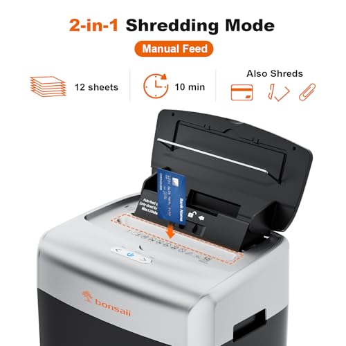 Bonsaii Paper Shredder for Office, 120-Sheet Autofeed Heavy Duty Shredder for Home Office Use, 30 Minutes/Micro Cut/P-4 High Security Level/6 Gallon Large Bin - Image 3