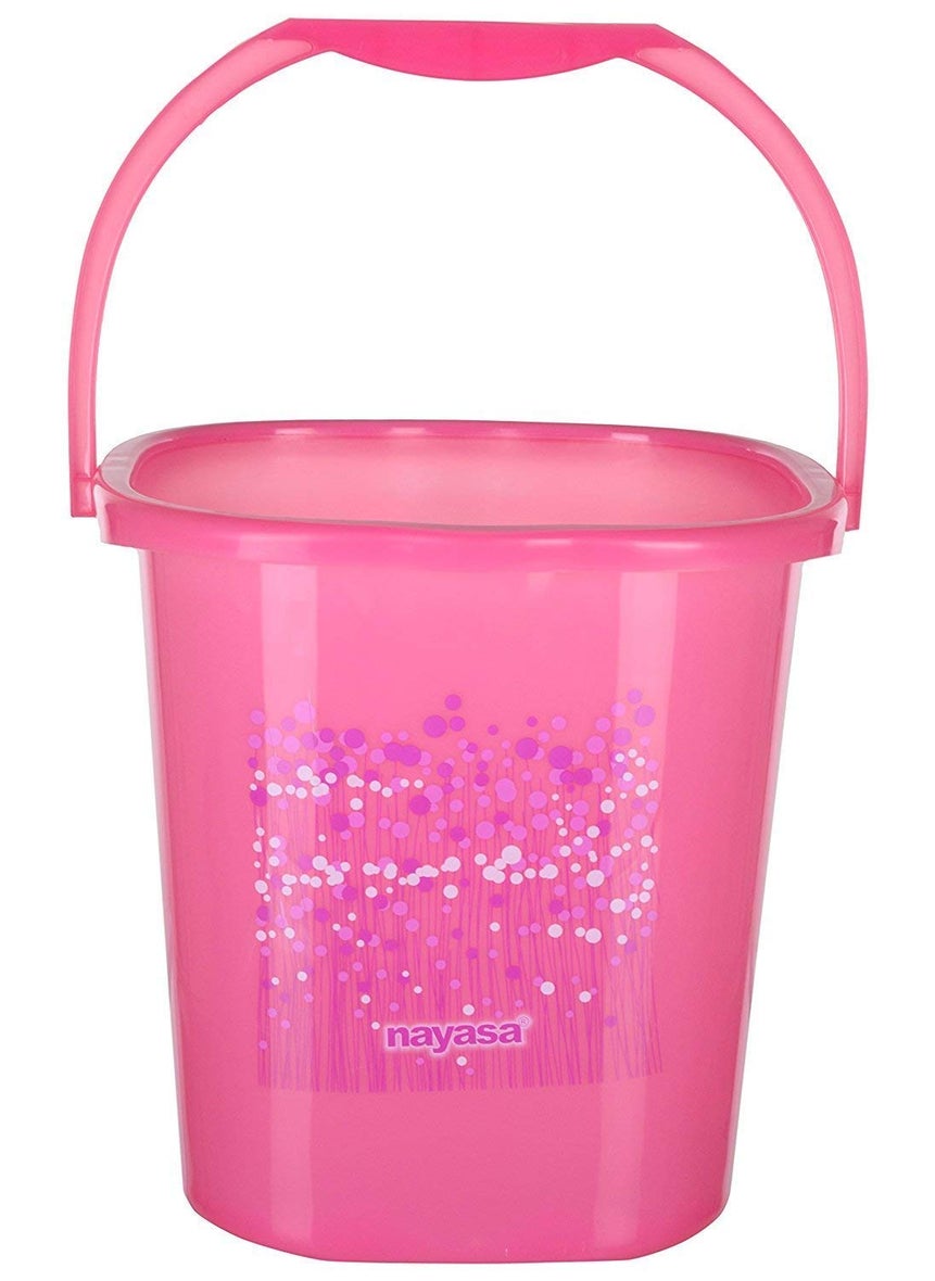 NAYASA Nayasa Plastic Square Funk Bucket Matching Funk Mug and Matching Stool/Patla Set of 3 by Bansal Group (Pink)  - Image 3