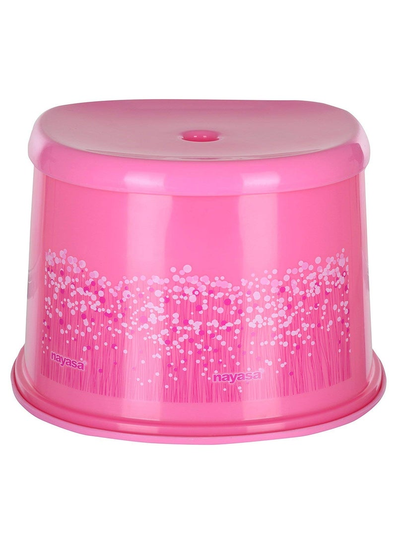 NAYASA Nayasa Plastic Square Funk Bucket Matching Funk Mug and Matching Stool/Patla Set of 3 by Bansal Group (Pink)  - Image 4