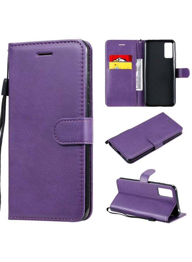 HuHa Case Cover For Huawei Honor Play 4T Pro Solid Color Horizontal Flip Protective Leather Case with Holder & Card Slots & Wallet & Lanyard(Purple) - Image 1
