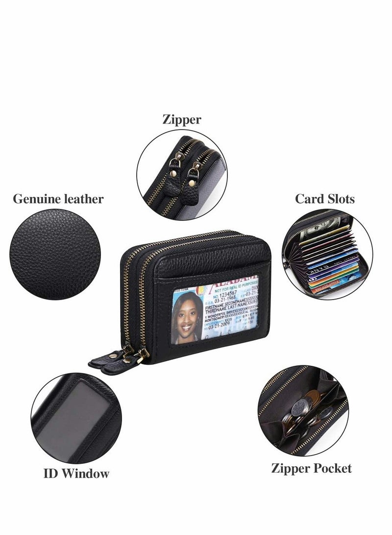SYOSI Credit Card Holder Small Genuine Leather Wallet Rfid Blocking Credit Card Holder Real Pickup Bag Rfid Cowhide Organ Design Zero Wallet Bank Card Storage Bag - Image 4