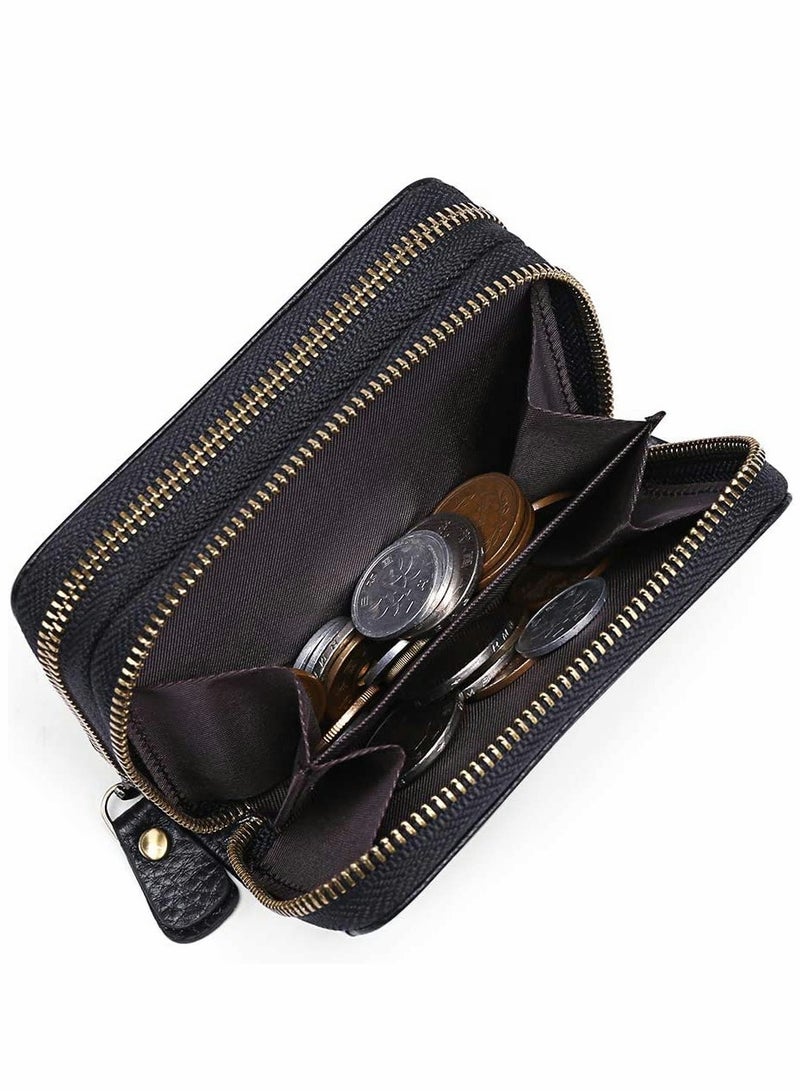 SYOSI Credit Card Holder Small Genuine Leather Wallet Rfid Blocking Credit Card Holder Real Pickup Bag Rfid Cowhide Organ Design Zero Wallet Bank Card Storage Bag - Image 3