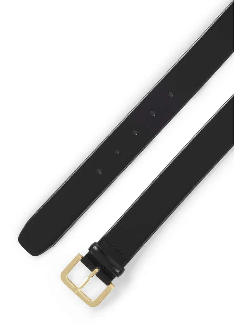 HUGO Leather belt with logo-engraved buckle