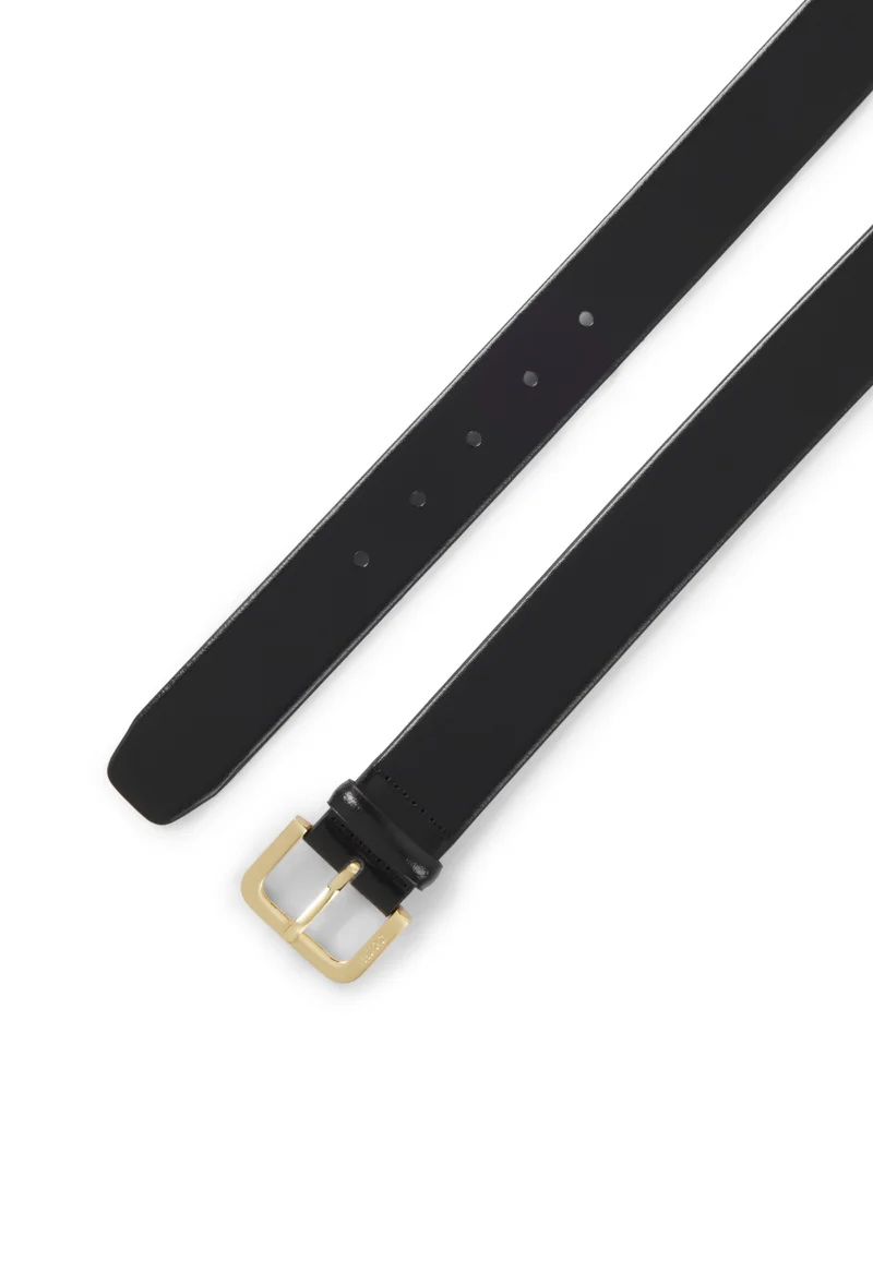 هوجو حزام جلد بإبزيم محفور عليه شعار