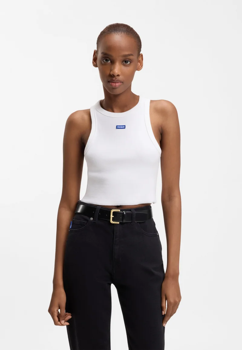 HUGO Black Leather belt with logo-engraved buckle for Women | Best Price UAE