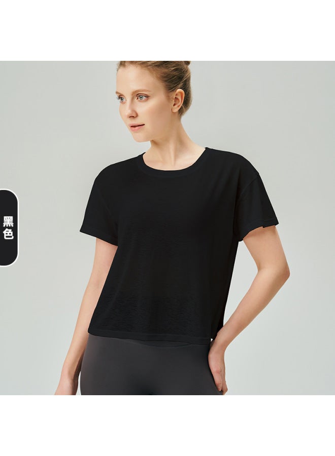 Bamboo Lightweight Breathable Yoga T-shirt Outdoor Fitness Pilates Round Neck Versatile Cover-up Sports Short-sleeved Top For Women