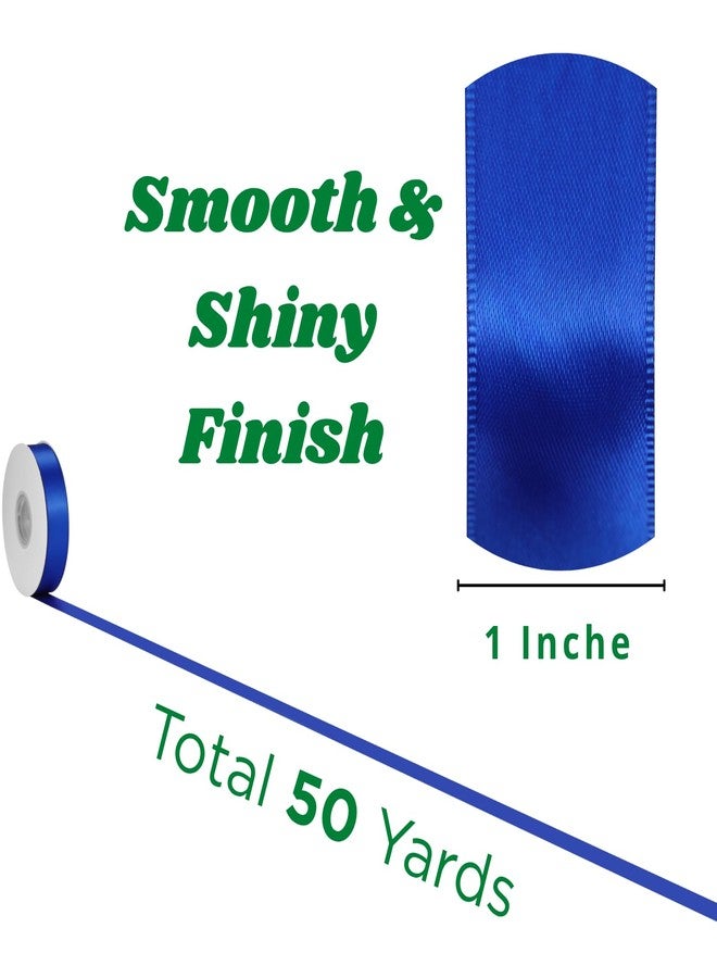 Rokateam Royal Blue Satin Ribbon 1 Inch x 50 Yards – Double Faced Ribbon for Boy Gift Wrap, Graduation & Decorations - Image 3