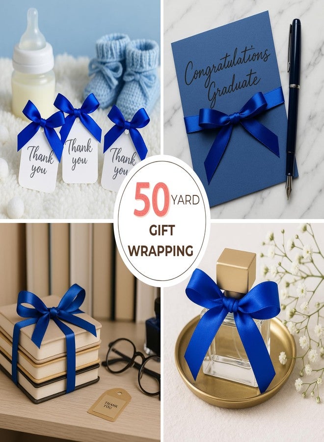 Rokateam Royal Blue Satin Ribbon 1 Inch x 50 Yards – Double Faced Ribbon for Boy Gift Wrap, Graduation & Decorations - Image 5
