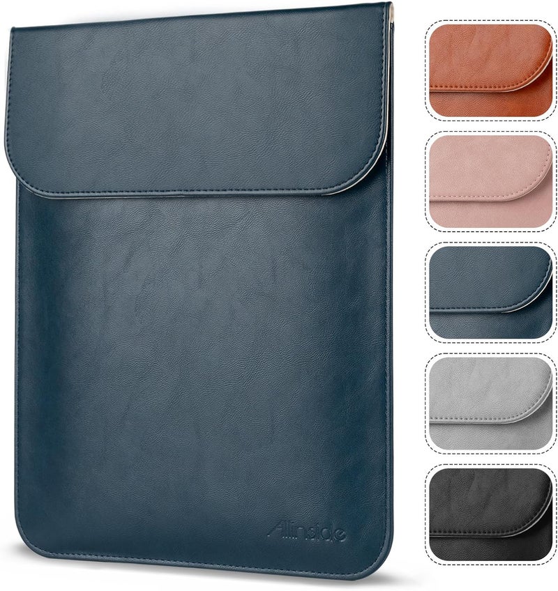 Allinside 13-13.3 inch Laptop Sleeve Case for MacBook Pro 14 2021-2024/MacBook Air 13 2010-2017/MacBook Pro 13 2010-2015, Waterproof PU Leather Laptop Sleeve Bag Protective Vertical Case Cover, Blue - Image 1