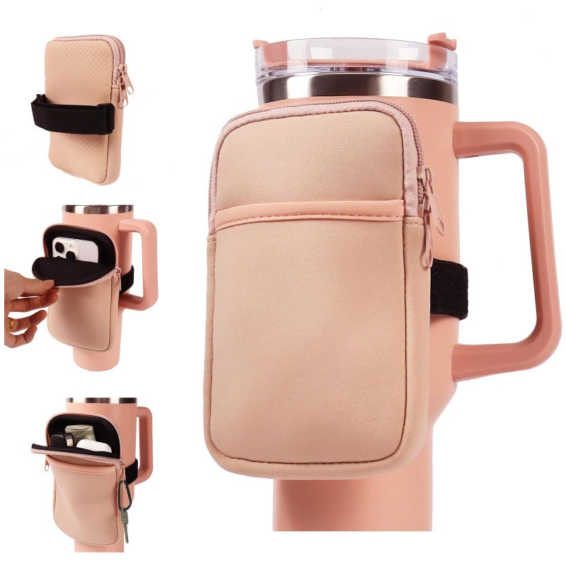 LMYUHONG Water Bottle Pouch for Stanley Cup Accessories 40oz 20oz 30oz,Tumbler Pouch with Versatile Pocket, for Cards, Keys,Earphone. Fits for Phones, Use for Running, Walking, Hiking & Biking - Image 1