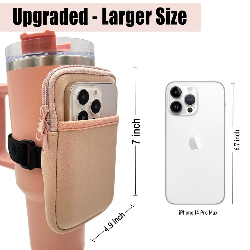 LMYUHONG Water Bottle Pouch for Stanley Cup Accessories 40oz 20oz 30oz,Tumbler Pouch with Versatile Pocket, for Cards, Keys,Earphone. Fits for Phones, Use for Running, Walking, Hiking & Biking - Image 3