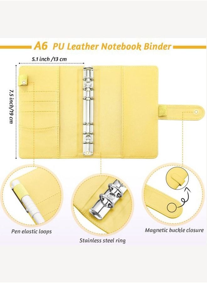 Arabest - 23Pcs A6 PU Leather Notebook Binder Budget Planner, with with 8 PCS A6 Binder Pockets, 12 Expense Budget Sheets, 2 Sheets Sticker Label (Black) - Image 1