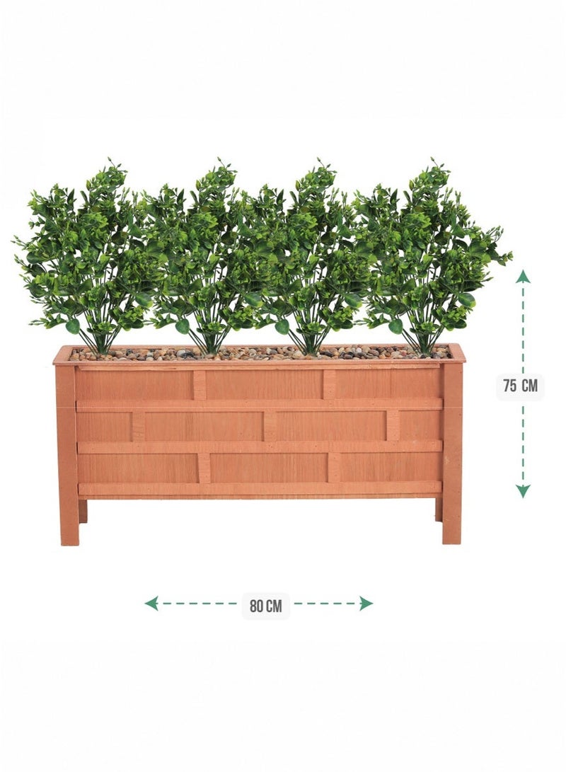 Tala Artificial Plant with 24 Dense Green Branches | Rectangular Wooden Planter Decorated with Natural Pebbles | 75 cm Height - Image 2