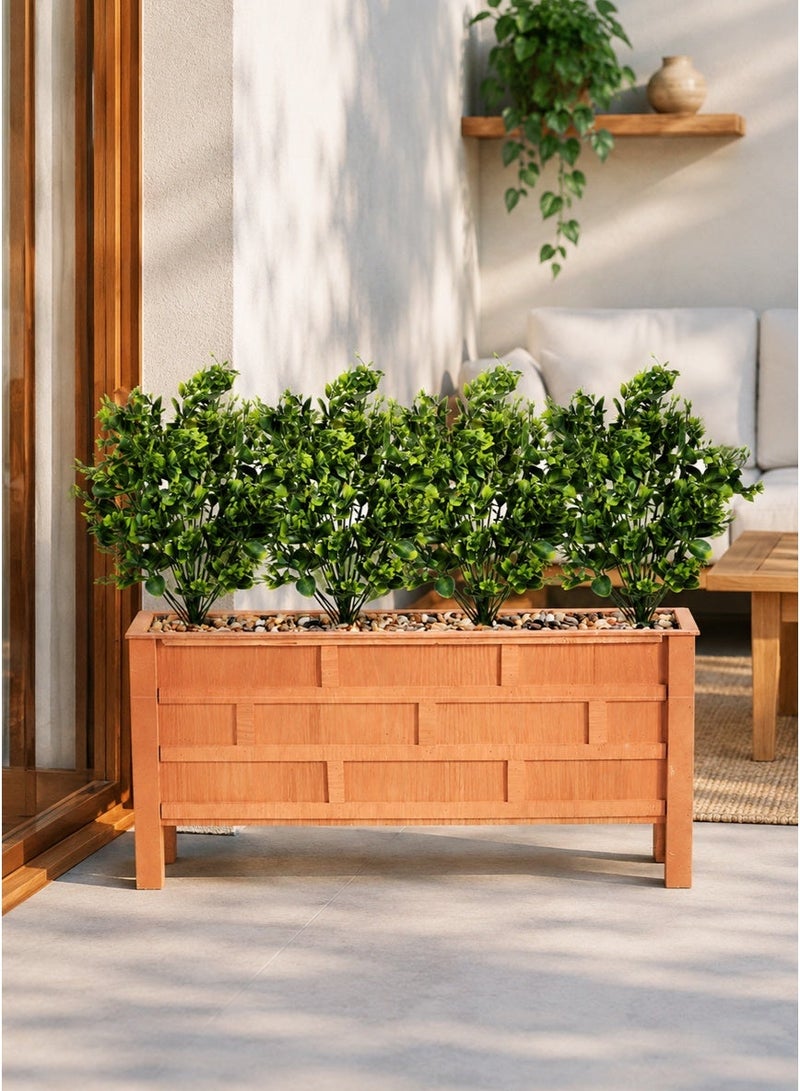 Tala Artificial Plant with 24 Dense Green Branches | Rectangular Wooden Planter Decorated with Natural Pebbles | 75 cm Height - Image 1