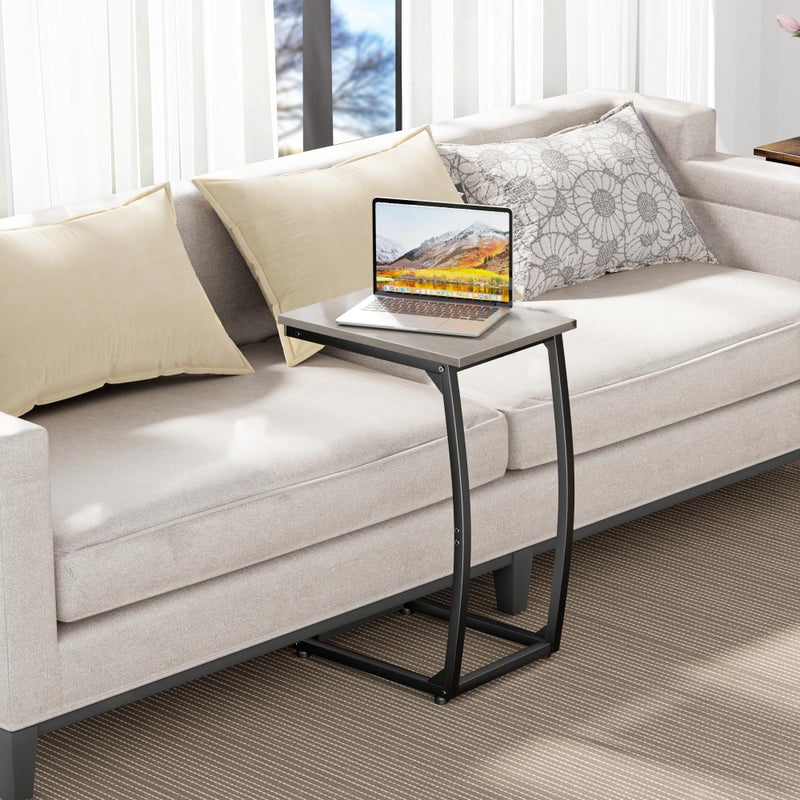 LAKEMID C Shaped End Table Set of 2, Side Table for Couch,Curved Support Legs, Slide Under Couch Table for Sofa, TV Tray Table for Living Room Bedroomï¼ˆLvoryï¼‰ - Image 2