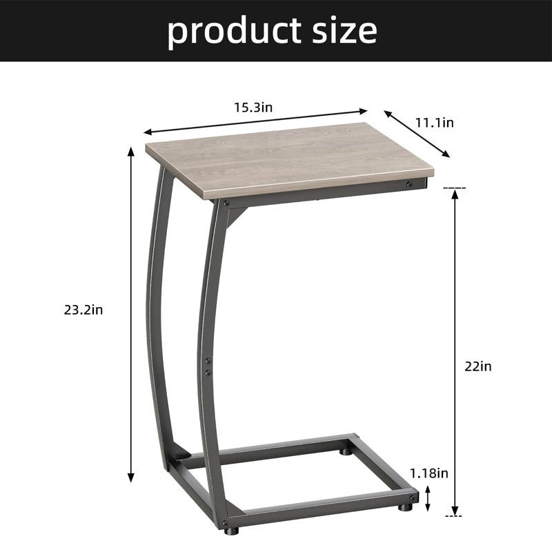 LAKEMID C Shaped End Table Set of 2, Side Table for Couch,Curved Support Legs, Slide Under Couch Table for Sofa, TV Tray Table for Living Room Bedroomï¼ˆLvoryï¼‰ - Image 5