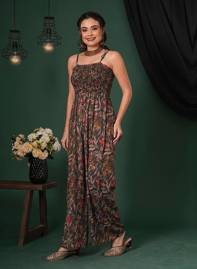 globus Women Floral Print Strappy Jumpsuit