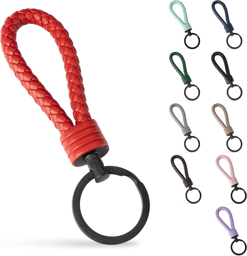 SERASAR Leather Keychain with Stainless Steel Ring - Image 1