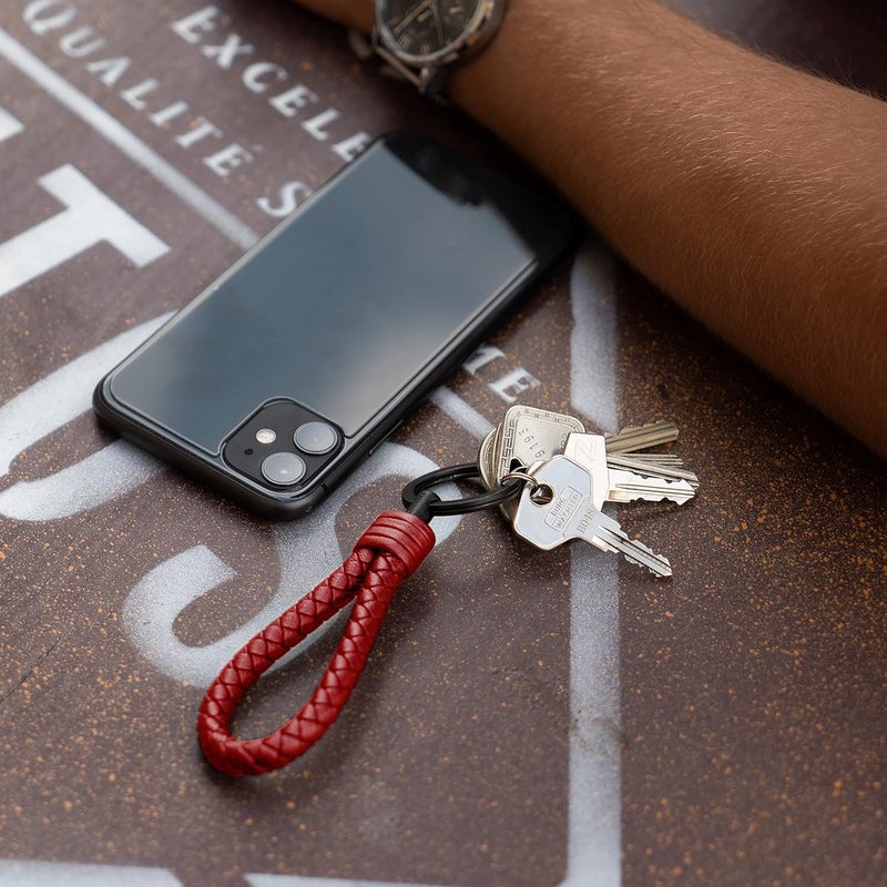 SERASAR Leather Keychain with Stainless Steel Ring - Image 4