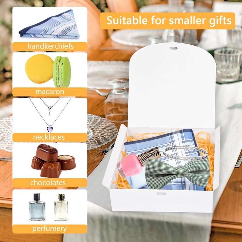 WLUSEAXI 10pack Gift Boxes with Lids, 6.5''x6.5''x2'' White Gift Boxes For Presents, Paper Boxes Gift Boxes with Ribbon for Birthday Wedding Party Chocolate Candy - Image 4