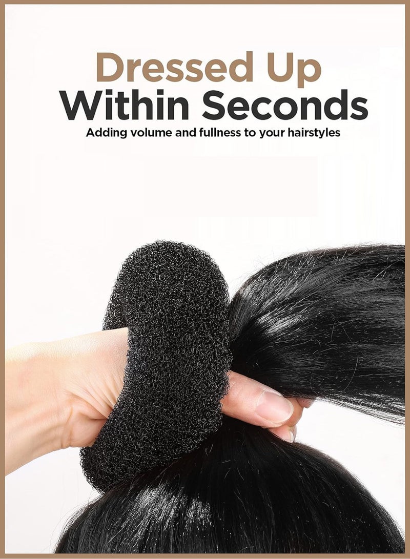 Lelet Donut Bun Maker Set – Black Hair Styling Kit with 3 Hair Bun Makers (S/M/L), 2 Ponytail Holders & 20 Hair Pins – Easy Bun Hairstyle Tool for Girls & Women - Image 4