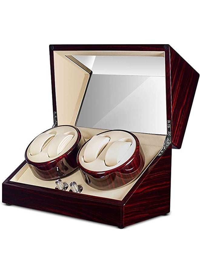 HomarKet Watch Winder for Automatic Watches, 4 Automatic Watches Storages, Solid Wood Styling Mute Automatic Watch Winder  - Image 1