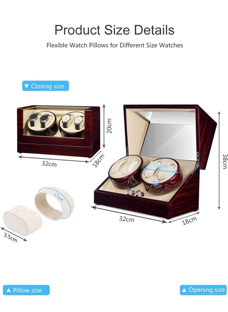 HomarKet Watch Winder for Automatic Watches, 4 Automatic Watches Storages, Solid Wood Styling Mute Automatic Watch Winder  - Image 3