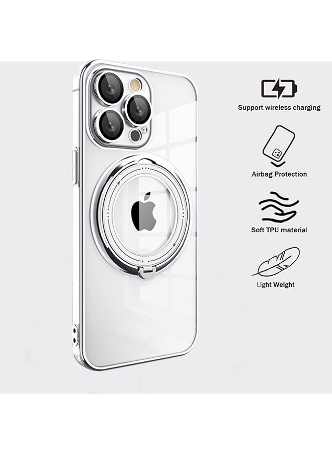 Generic - iPhone 15 Pro Max Case with Magnetic Invisible Stand Mobile Phone Holder Cover Shockproof Camera Len Protector Slim Thin Clear Protective Magsafe Back Case Accessory for Apple iPhone 15 Pro Max - Image 1
