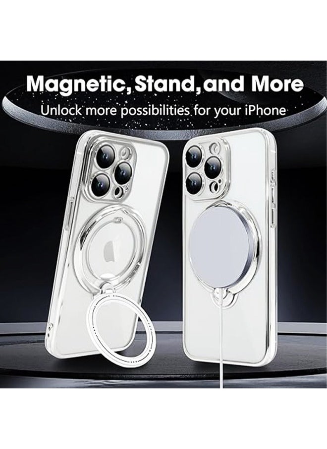 Generic - iPhone 15 Pro Max Case with Magnetic Invisible Stand Mobile Phone Holder Cover Shockproof Camera Len Protector Slim Thin Clear Protective Magsafe Back Case Accessory for Apple iPhone 15 Pro Max - Image 1