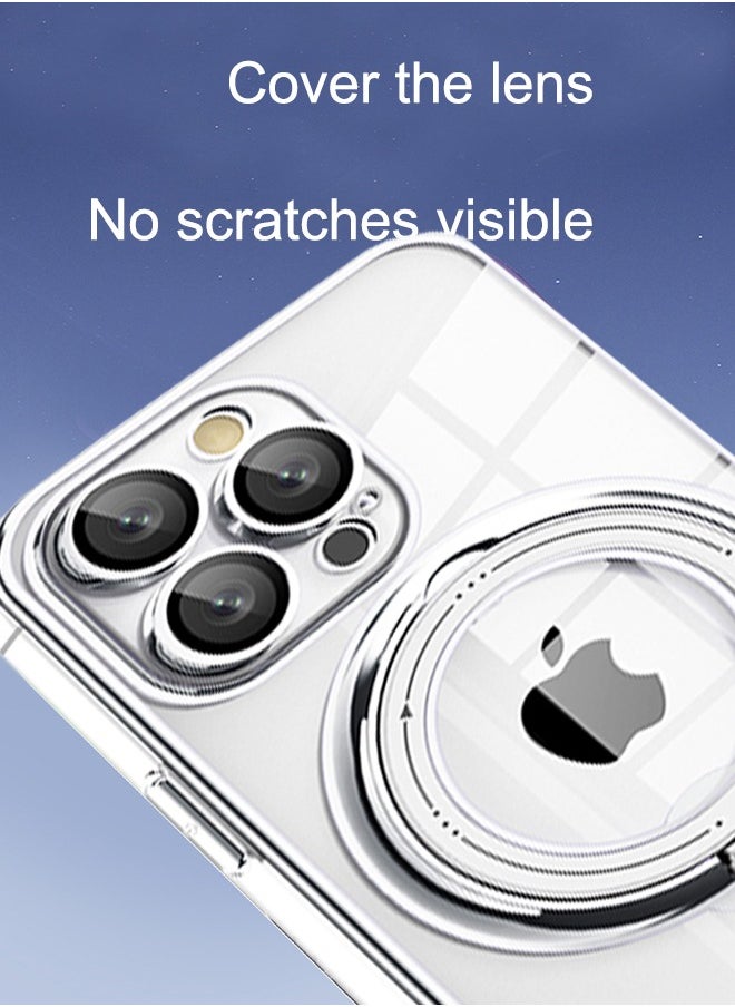 Generic - iPhone 15 Pro Max Case with Magnetic Invisible Stand Mobile Phone Holder Cover Shockproof Camera Len Protector Slim Thin Clear Protective Magsafe Back Case Accessory for Apple iPhone 15 Pro Max - Image 1