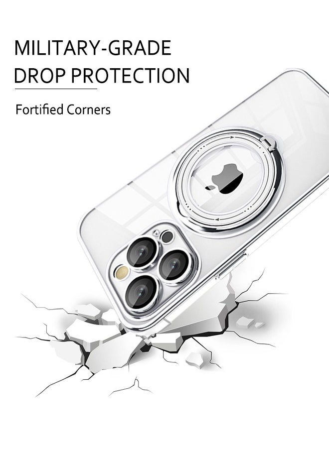 Generic - iPhone 15 Pro Max Case with Magnetic Invisible Stand Mobile Phone Holder Cover Shockproof Camera Len Protector Slim Thin Clear Protective Magsafe Back Case Accessory for Apple iPhone 15 Pro Max - Image 1