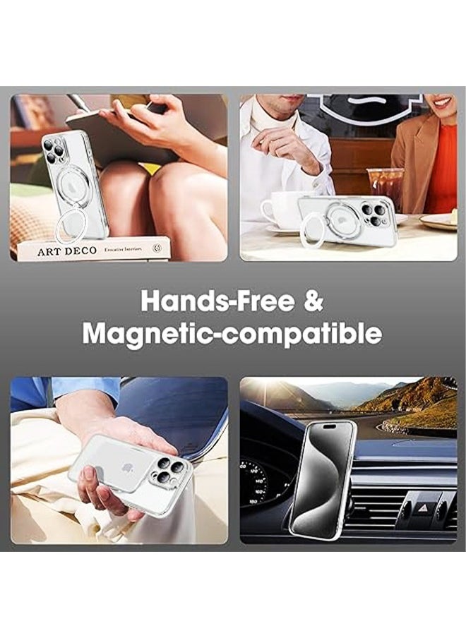 Generic - iPhone 15 Pro Max Case with Magnetic Invisible Stand Mobile Phone Holder Cover Shockproof Camera Len Protector Slim Thin Clear Protective Magsafe Back Case Accessory for Apple iPhone 15 Pro Max - Image 1