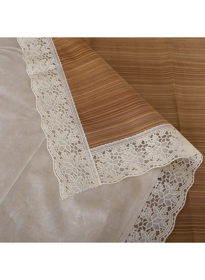 Kuber Industries Table Cloth|Center Table Cover|Round Table Cover|Table Cover 4 Seater|Wooden Design (Light Brown) - Image 3