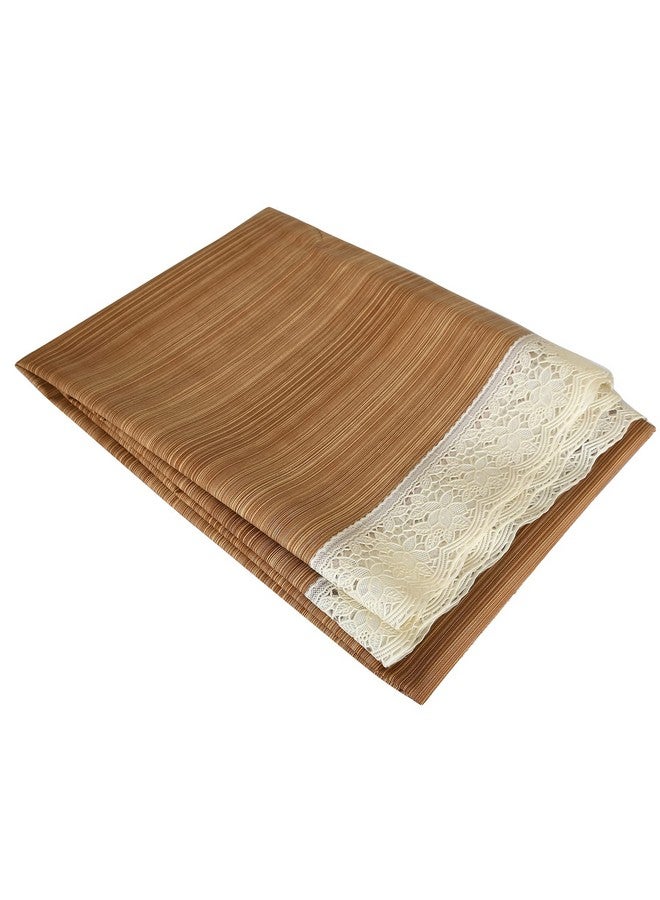 Kuber Industries Table Cloth|Center Table Cover|Round Table Cover|Table Cover 4 Seater|Wooden Design (Light Brown) - Image 4