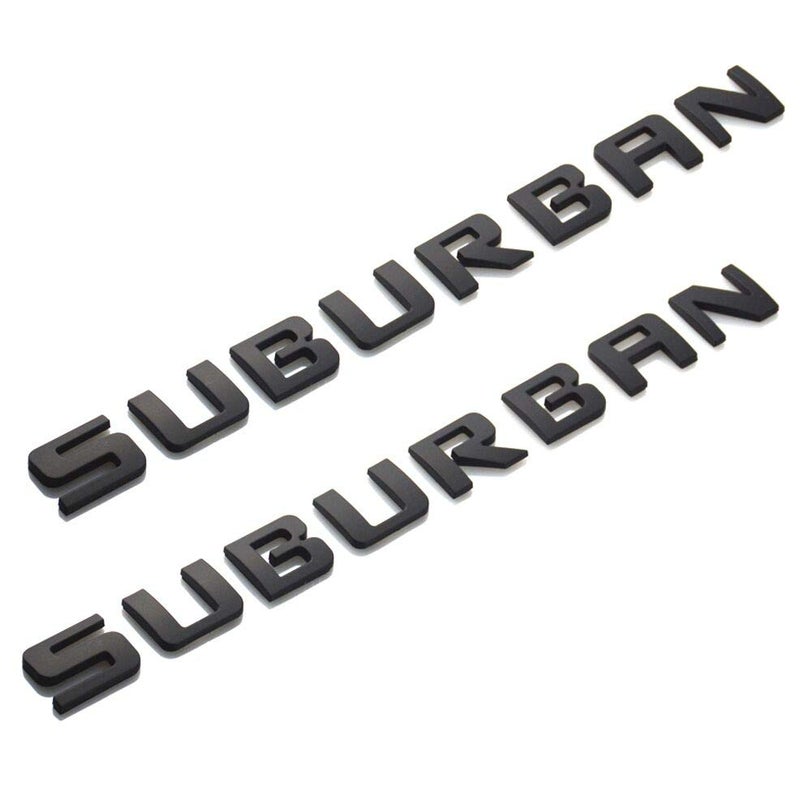 2x SUBURBAN Nameplate Emblem Letter Badge Replacement for Gm 0716 SUBURBAN Chevrolet Matte Black