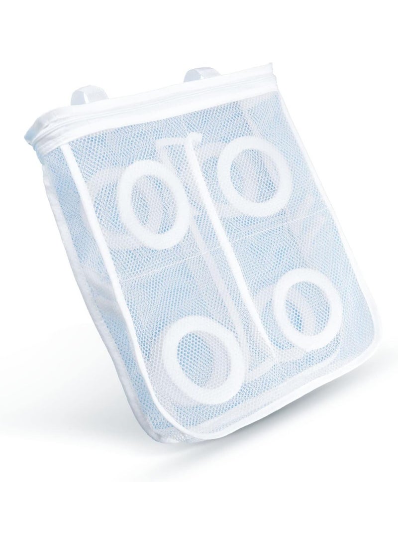 Reusable Mesh Shoe Laundry Bag with Zipper and Hanging Design, Washing Bag for Sneakers, Shoes, Trainers, Football Shoes, Socks and Bras, Suitable for Washing Machine & Dryer, Protects Both Shoes and Washer for All Sizes - Image 2