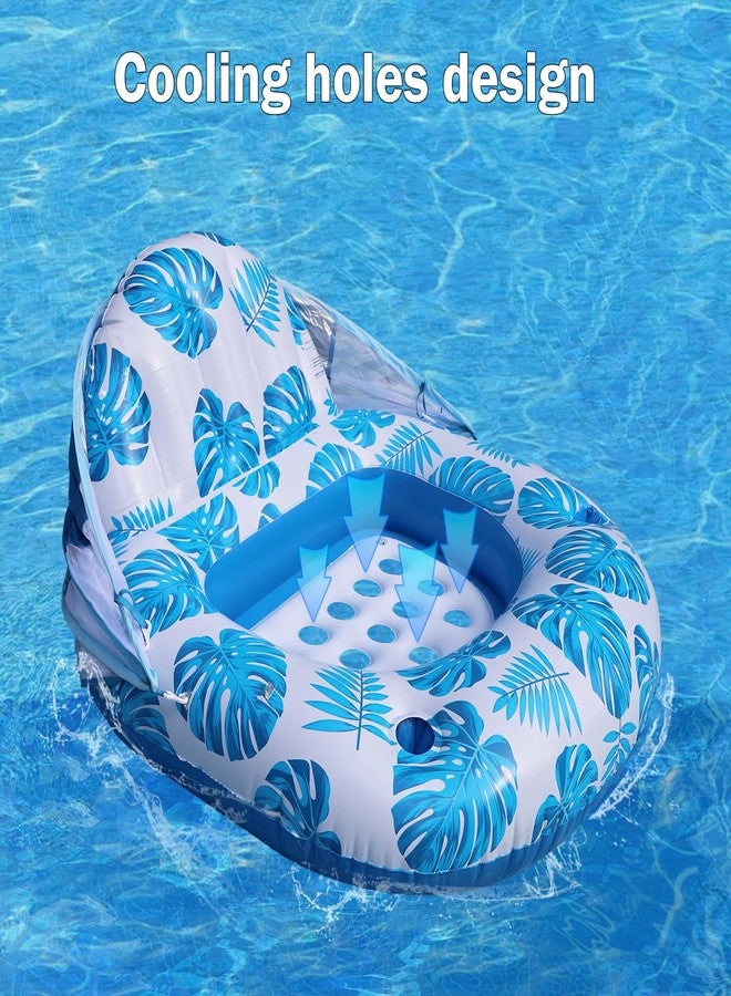COOLCOOLDEE Pool Float with Canopy for Adults,Inflatable Lounge Chair with UPF 50+ Sun Protection,Backrest and Legrest,Blue - Image 4