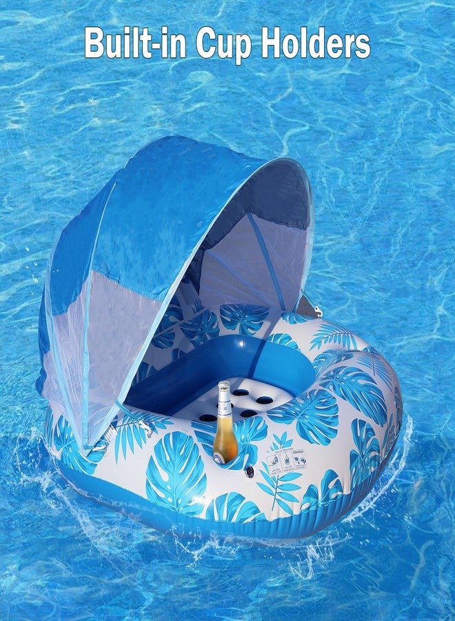 COOLCOOLDEE Pool Float with Canopy for Adults,Inflatable Lounge Chair with UPF 50+ Sun Protection,Backrest and Legrest,Blue - Image 5