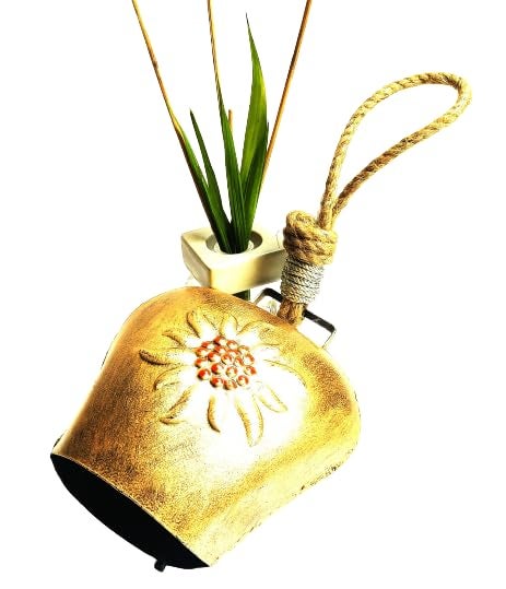 MIRAMAYEE Lucky Sunflower Rustic Cow Bell Hand Crafted Iron Bells Door Hanging Decorative Bell Garden Cow Bell Decorative Wall Hanging Home Wall Dcor Indoor Outdoor Decor - Image 2