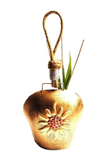 MIRAMAYEE Lucky Sunflower Rustic Cow Bell Hand Crafted Iron Bells Door Hanging Decorative Bell Garden Cow Bell Decorative Wall Hanging Home Wall Dcor Indoor Outdoor Decor - Image 1