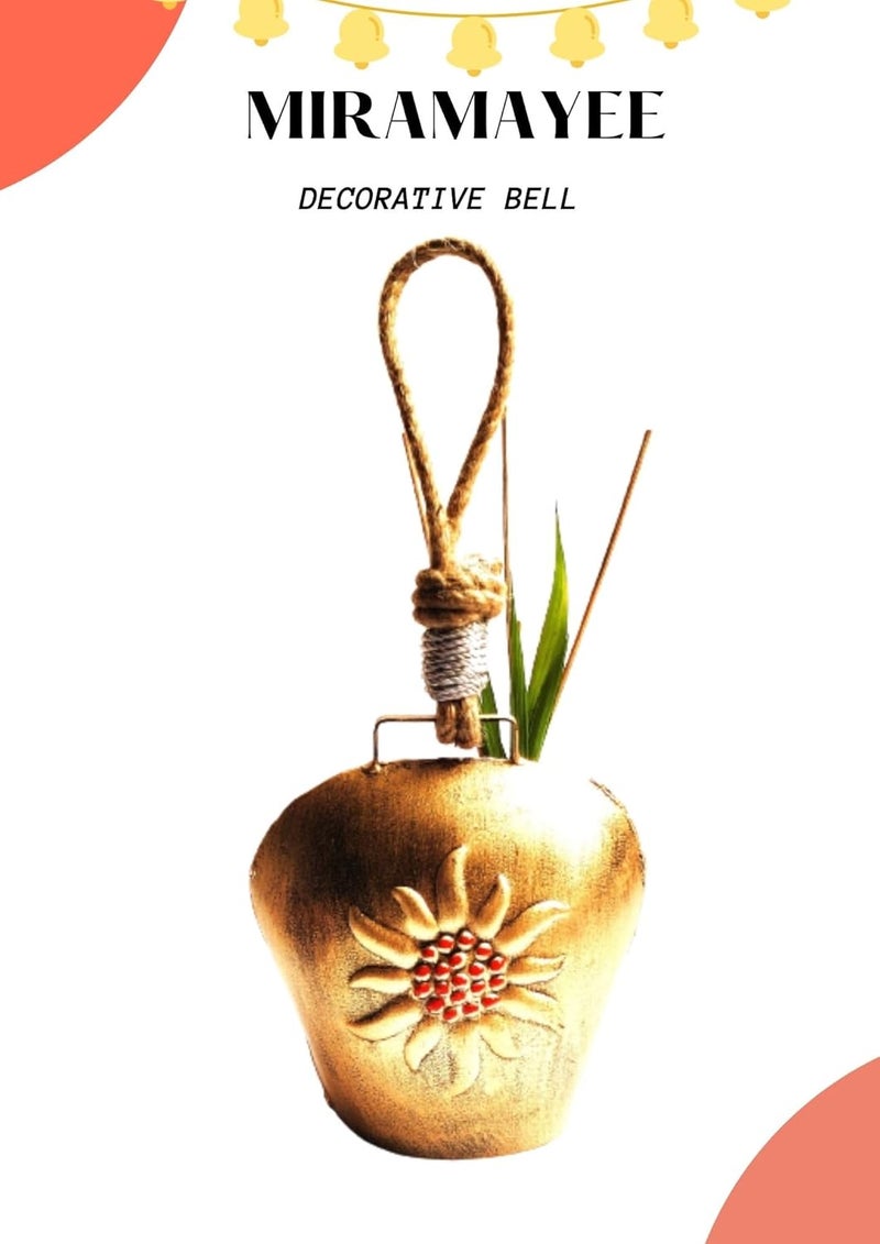 MIRAMAYEE Lucky Sunflower Rustic Cow Bell Hand Crafted Iron Bells Door Hanging Decorative Bell Garden Cow Bell Decorative Wall Hanging Home Wall Dcor Indoor Outdoor Decor - Image 3