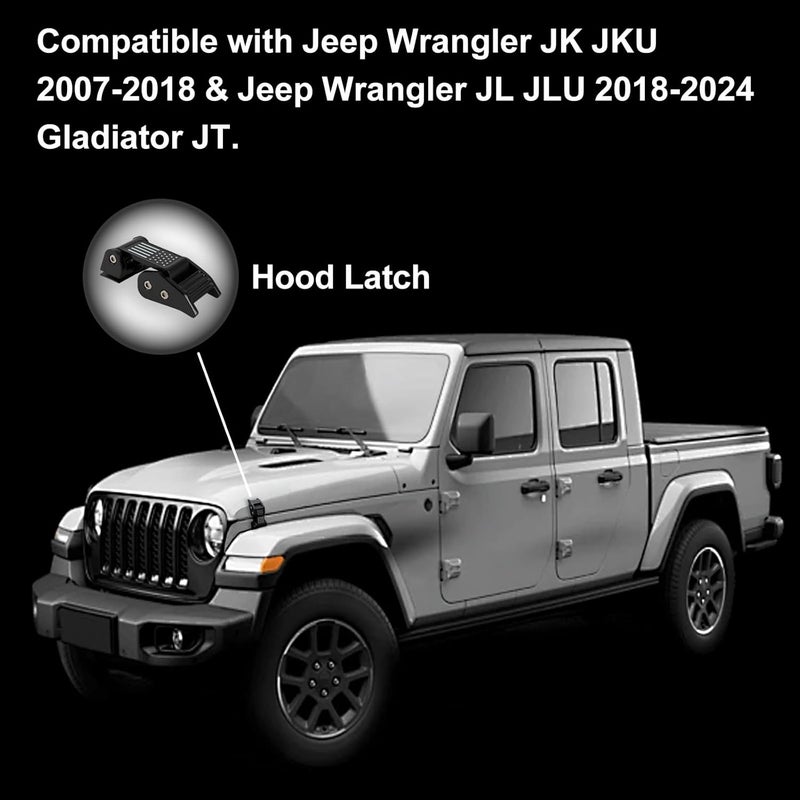 WWFGYX Adjustable Hood Latch Catch Kit for Jeep Wrangler JK/JL & Gladiator JT (Black) - Image 5