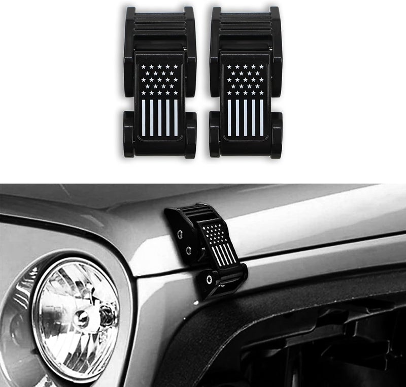 WWFGYX Adjustable Hood Latch Catch Kit for Jeep Wrangler JK/JL & Gladiator JT (Black) - Image 1