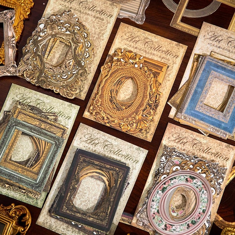 Obujopal 30Pcs Vintage Scrapbook Paper Photo Frame for Scrapbooking Junk Journal Collage Diary Embellishment DIY Photo Album DIY Craft Decoration, 10 Patterns (YSDC5) - Image 4
