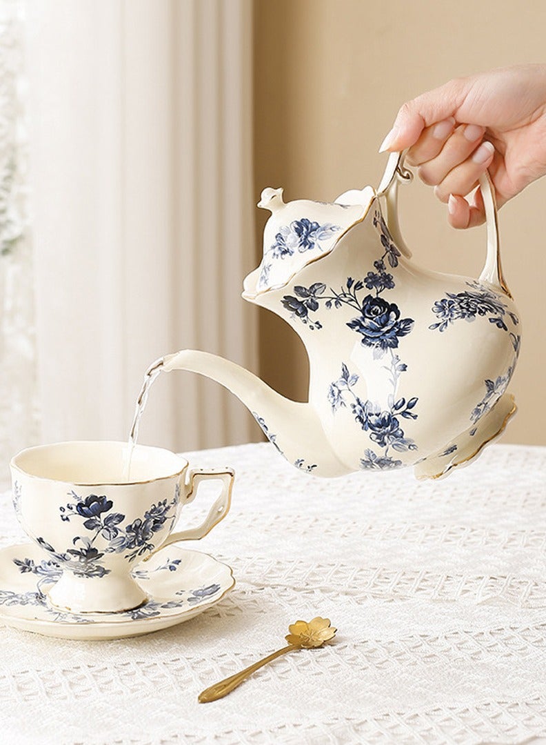 French Retro Flower Kettle Ceramic Teapot 900ML China Tea Pot - Image 5